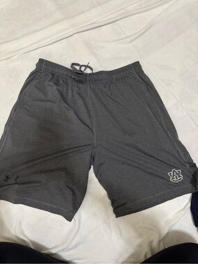 Under Armour Men's Charcoal Athletic Shorts with Auburn Logo